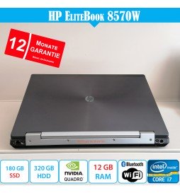 HP EliteBook 8570w, i7 2.50 GHz, 15.6 Zoll, 12 GB DDR3, 180 GB SSD und 320 GB HDD – Mit Garantie