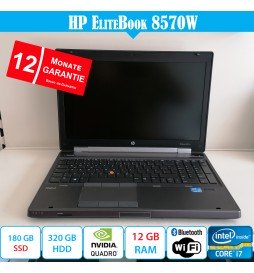 HP EliteBook 8570w, i7 2.50 GHz, 15.6 Zoll, 12 GB DDR3, 180 GB SSD und 320 GB HDD – Mit Garantie