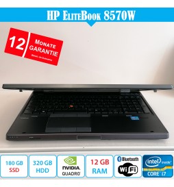 HP EliteBook 8570w, i7 2.50 GHz, 15.6 Zoll, 12 GB DDR3, 180 GB SSD und 320 GB HDD – Mit Garantie