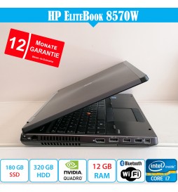 HP EliteBook 8570w, i7 2.50 GHz, 15.6 Zoll, 12 GB DDR3, 180 GB SSD und 320 GB HDD – Mit Garantie