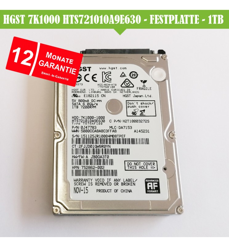 HGST 7K1000 HTS721010A9E630  Festplatte  1TB 7200 RPM