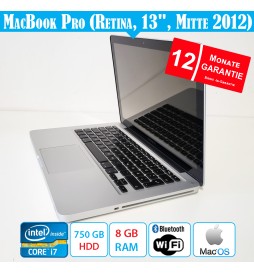 Apple MacBook Pro (Retina, 13", Mitte 2012) Silber - Mit Garantie