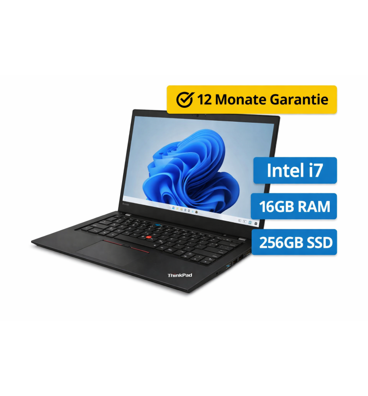 Lenovo ThinkPad T490s Laptop i7-8665U 16GB RAM 256GB SSD 14" Full HD Windows 11 Refurbished